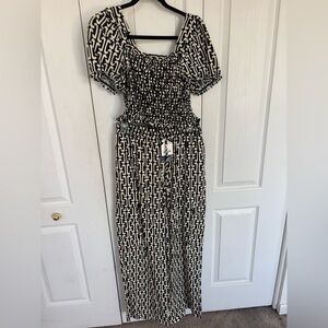 Black and White Patterned Two Piece Set